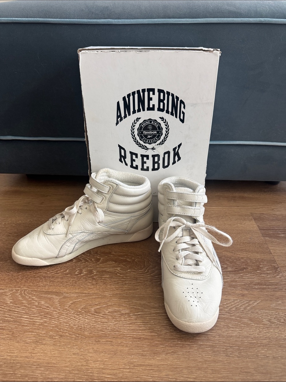 Anine Bing x Reebok White Leather High-Top Sneakers